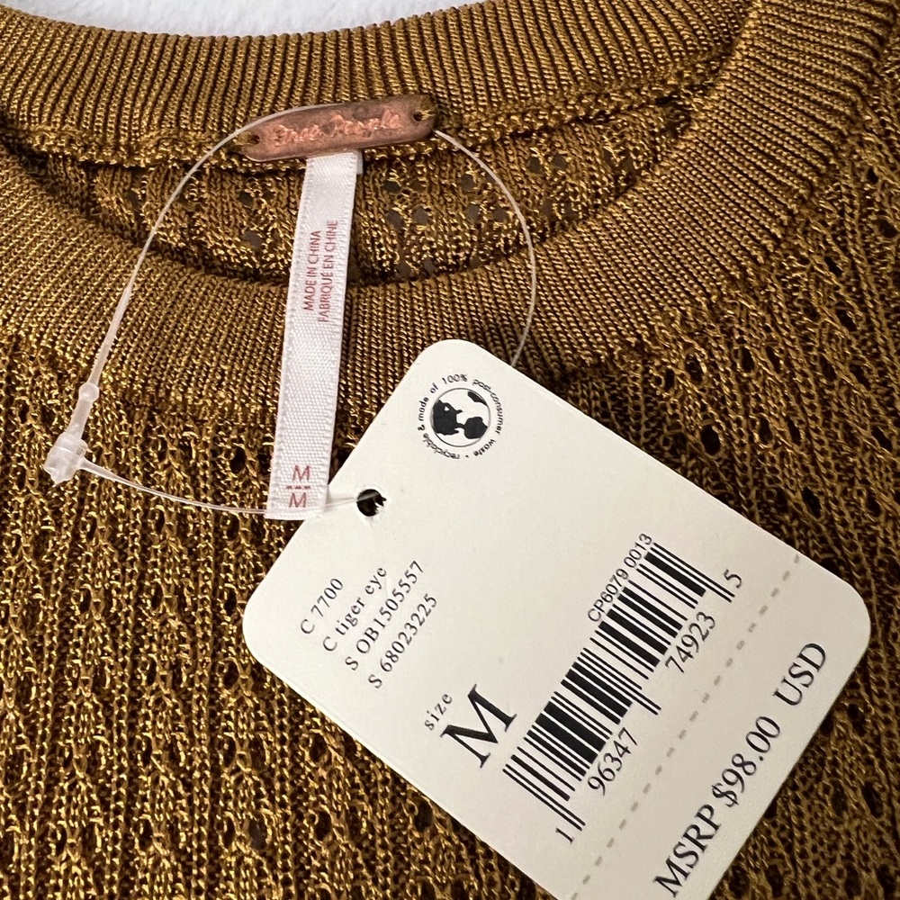 NWT-Free People H2O Crew Pullover Sweater Tiger Eye-M & L also in Black & Jade - Picture 5 of 12